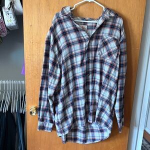 Field & Stream Men's Plaid Button-Down Shirt in White, Blue & Red